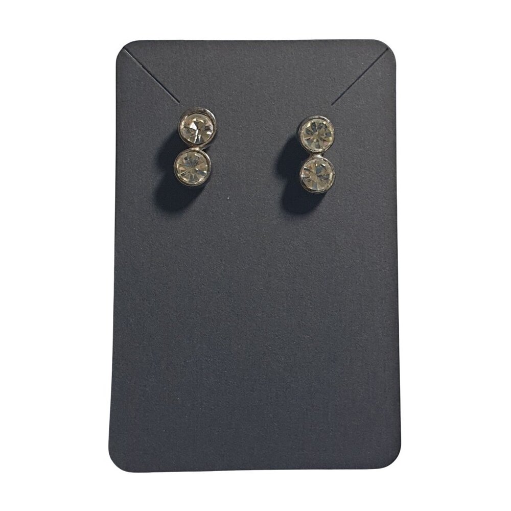 Crystal Double Stud Earrings Round Cut Clear Stone Fashion Jewelry Gift Formal